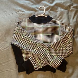 Hounds tooth cropped champion sweater XS